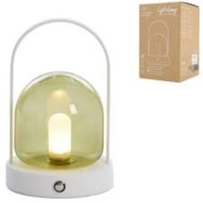 Light en Living  Yeremi Tafellamp LED Ø12×19 cm glas groen+crème