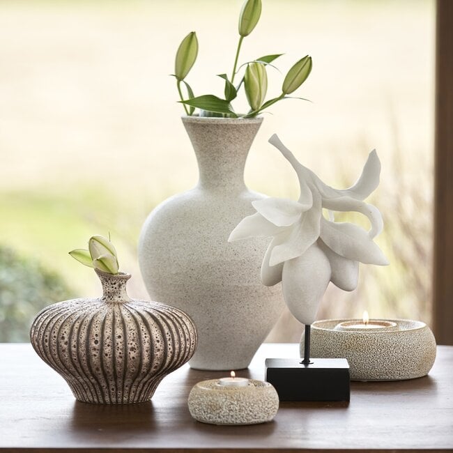 Light en Living Vaas deco 31x29,5x25,5 cm NEVANO mat donkerbruin + creme