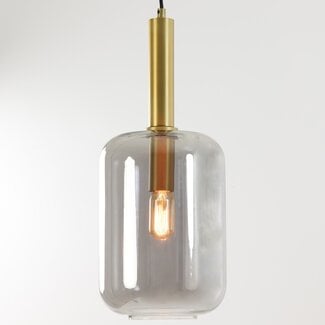 Light en Living Hanglamp LEKAR Antiek Brons & Smoke Glas