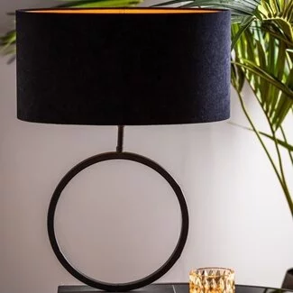 Light en Living Ovale Lampenkap Velours Zwart-Taupe