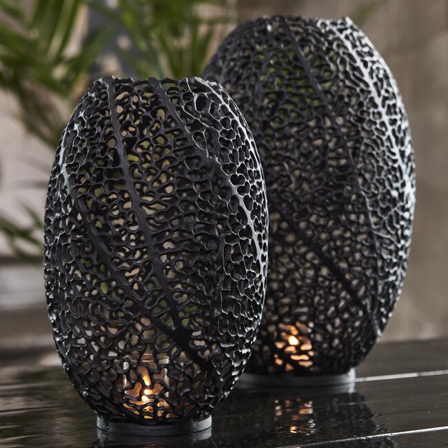Light en Living Windlicht SINULA mat zwart - 2 maten - Light & Living