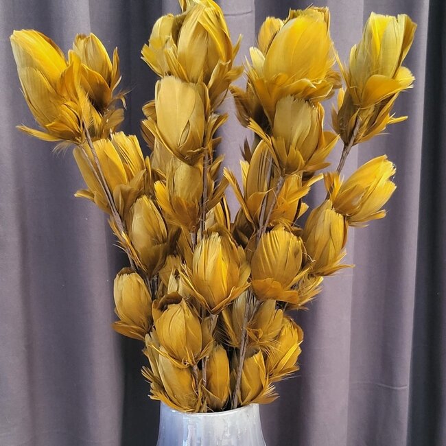 Light en Living Ornament 6 bloemen 90 cm TULIP  okergeel