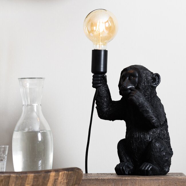 Light en Living Tafellamp aap zwart - Speelse verlichting voor jouw interieur