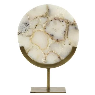 Light en Living Ornament op voet 25x11x35 cm GOUYA  wit agaat+antiek brons