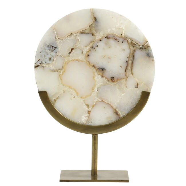 Light en Living Ornament op voet 25x11x35 cm GOUYA wit agaat en antiek brons