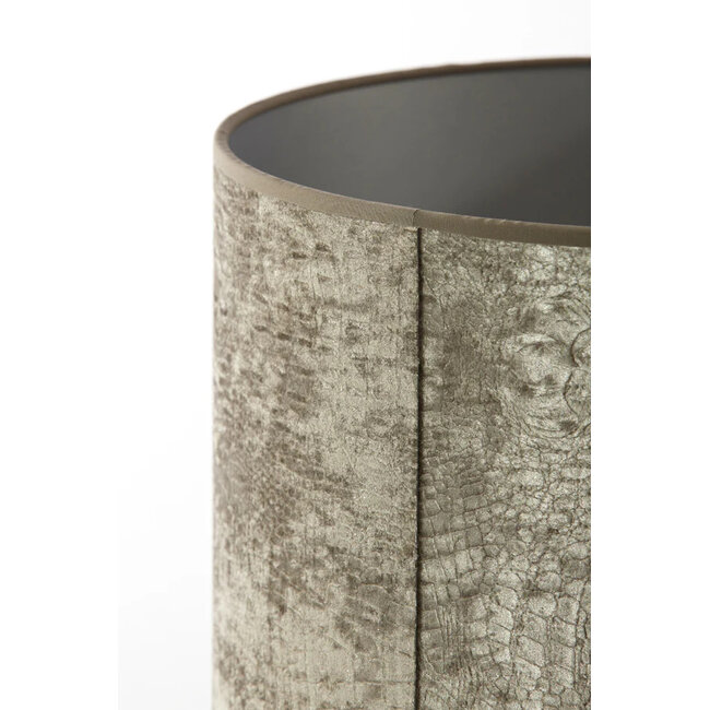 Light en Living Lampenkap Cilinder Chelsea Fluweel Zilver 35-35-30 cm