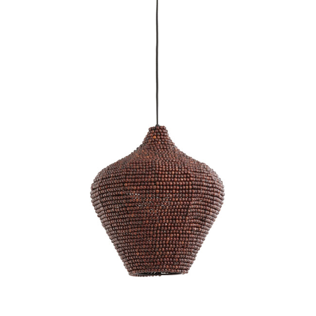 Light en Living Hanglamp Kalenga met bruine kralen Ø 36 cm