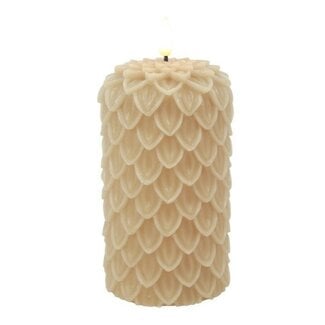 Countryfield LED-B Kaars Dennenkegel Lyon L beige - 8,5 x 8,5 x 15 cm