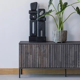 Woood Ornamenten Elon Sculptuur hout zwart - set van 2