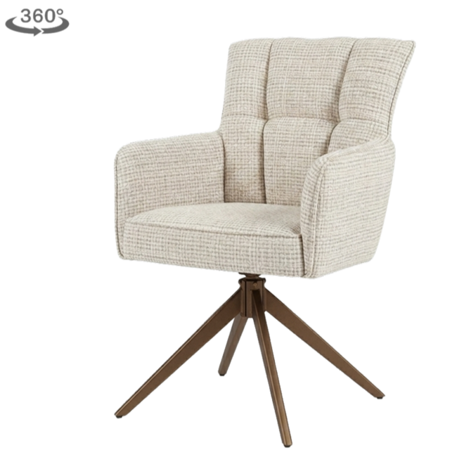 Tower Living Bardi Armstoel - Cremona 02 sand - Anodic brown frame (draaibaar)