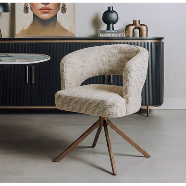 Tower Living Mura Armstoel - Cremona 14 beige - frame anodic (draaibaar)
