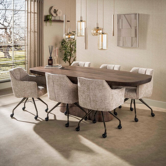 WoonStijl Eettafel Arcadia deens ovaal 240cm Massief acacia bruin