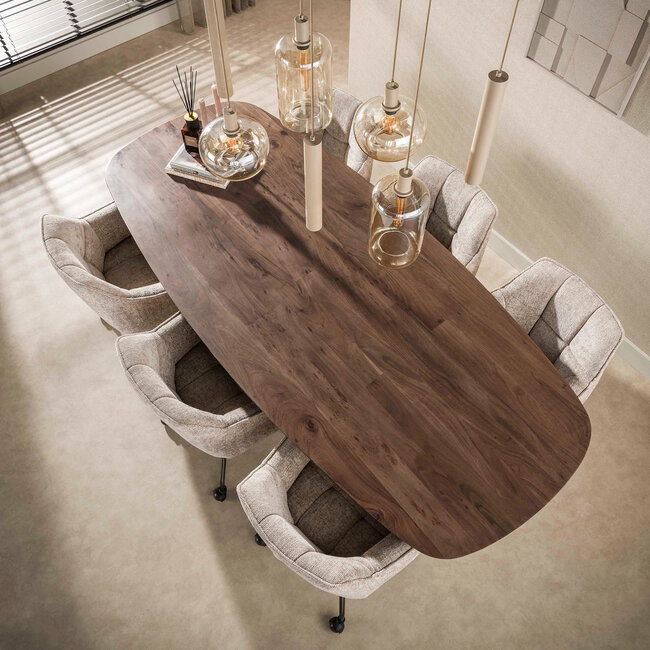 WoonStijl Eettafel Arcadia deens ovaal 240cm Massief acacia bruin