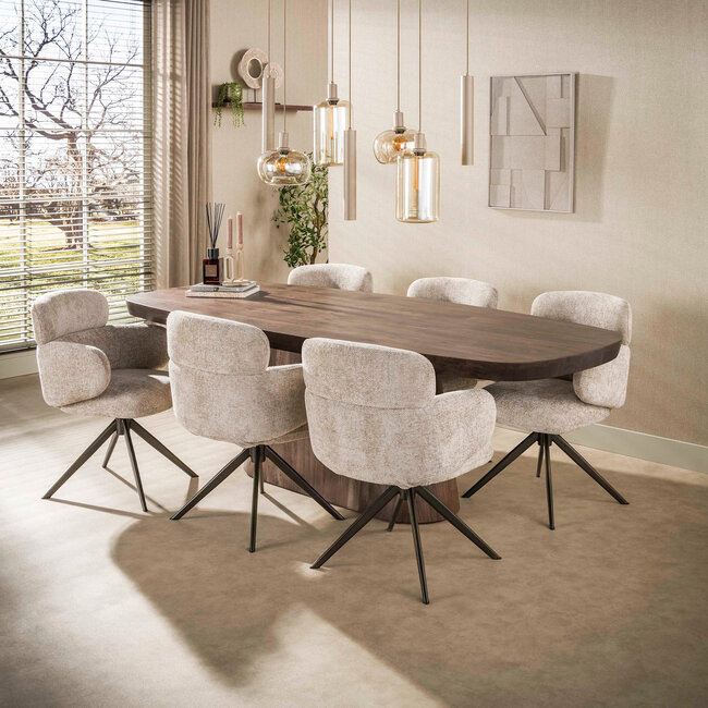 WoonStijl Eettafel Arcadia deens ovaal 240cm Massief acacia bruin