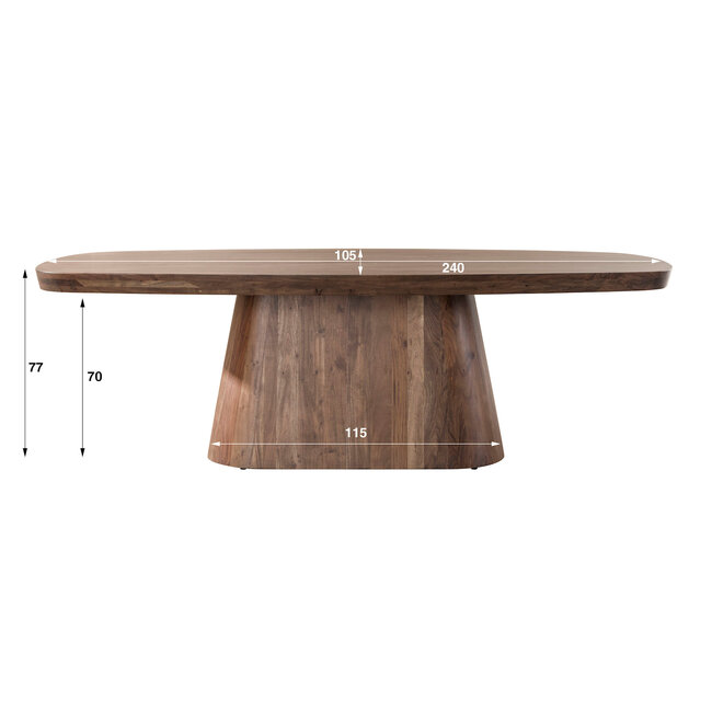 WoonStijl Eettafel Arcadia deens ovaal 240cm Massief acacia bruin