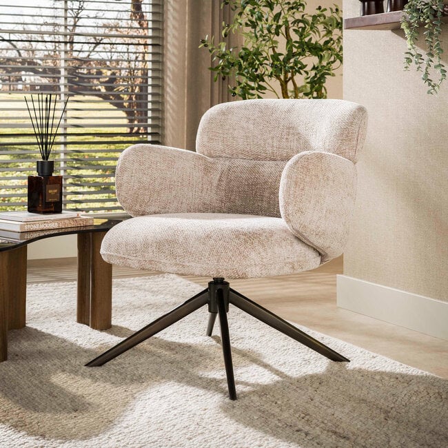 WoonStijl Fauteuil Flex draaibaar Hoven zand-bruin