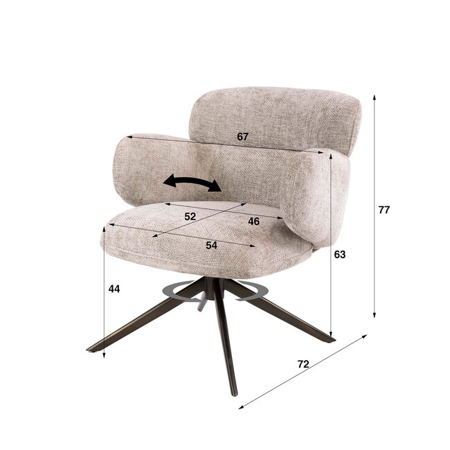 WoonStijl Fauteuil Flex draaibaar Hoven zand-bruin