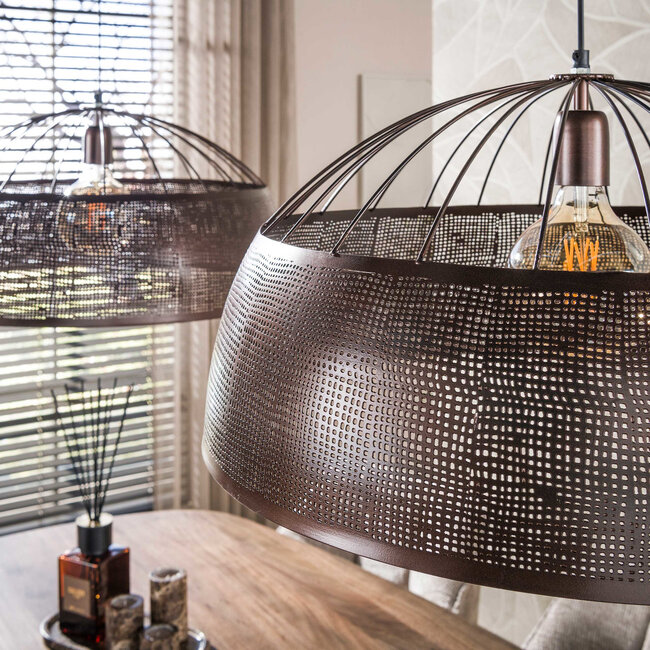 WoonStijl Hanglamp Screen open 2-lichts Ø60cm Antiek koper