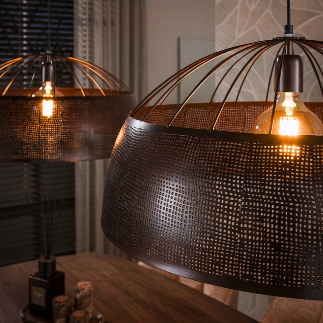 WoonStijl Hanglamp Screen open 2-lichts Ø60cm Antiek koper