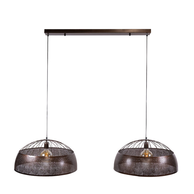 WoonStijl Hanglamp Screen open 2-lichts Ø60cm Antiek koper