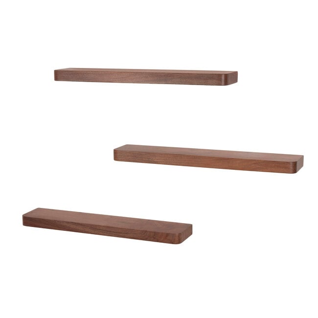 WoonStijl Wandplank Carve 60cm set van 3 Acacia bruin