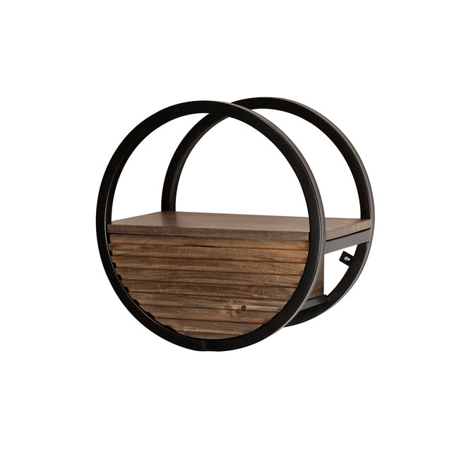 WoonStijl Wandschap Circular 1 lade Ø40cm Acacia bruin