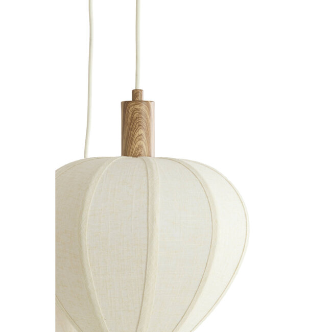 Light en Living Hanglamp 5L Ø76x140 cm HUXI naturel houtprint + linnen crème