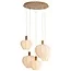 Light en Living Hanglamp 5L Ø76x140 cm HUXI naturel houtprint + linnen crème