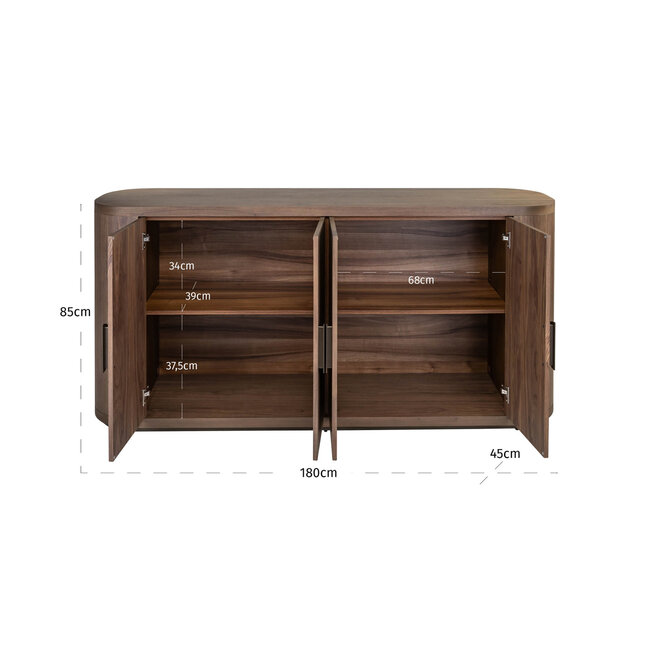 Richmond Interiors  Dressoir Windsor Walnoot 180 cm