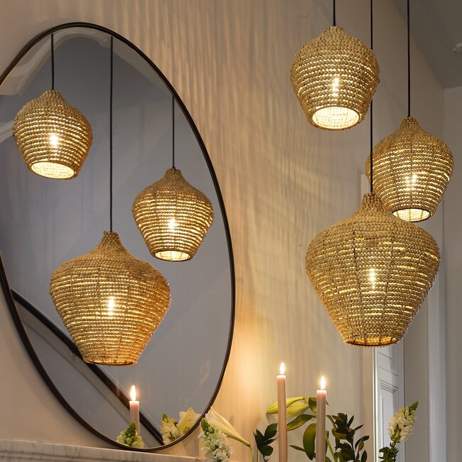 Light en Living Hanglamp Ø21x22 cm KALENGA kralen naturel