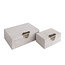 PTMD Opbergbox Hazael Beige suede set van 2 druppel