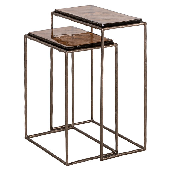Richmond Interiors  Bijzettafel Villano brons  - Set van 2
