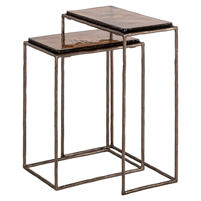 Richmond Interiors  Bijzettafel Villano brons  - Set van 2
