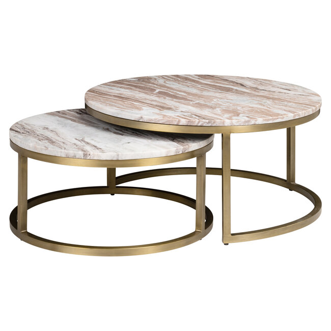 Richmond Interiors  Salontafel Bottega Blush beige - Set van 2