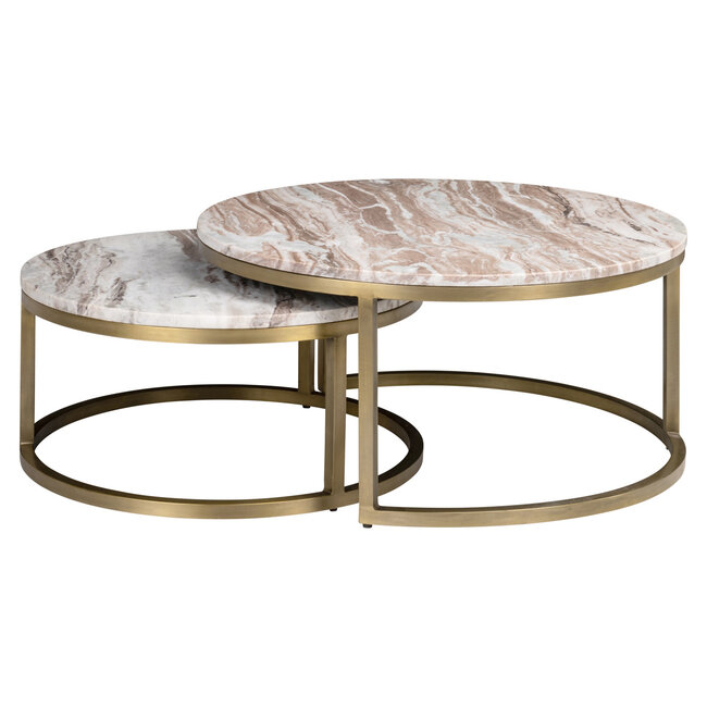 Richmond Interiors  Salontafel Bottega Blush beige - Set van 2