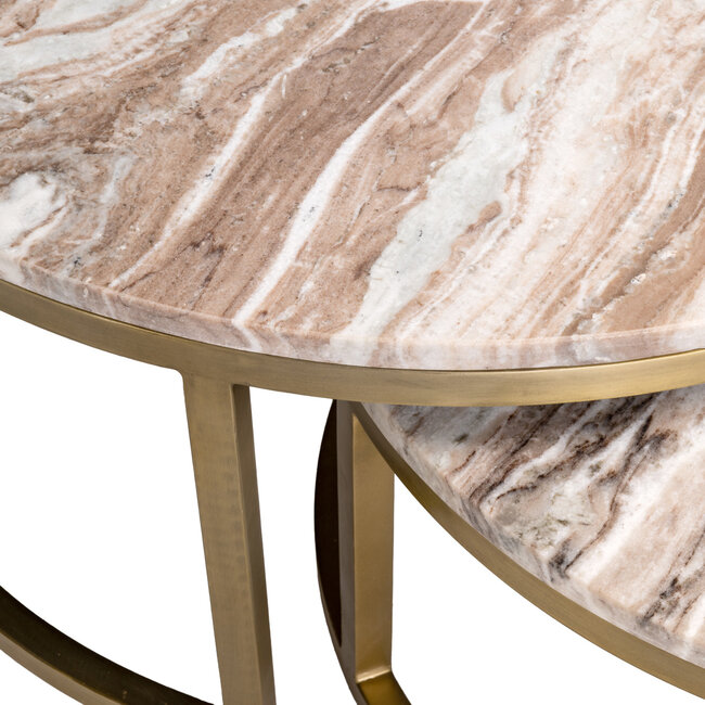 Richmond Interiors  Salontafel Bottega Blush beige - Set van 2