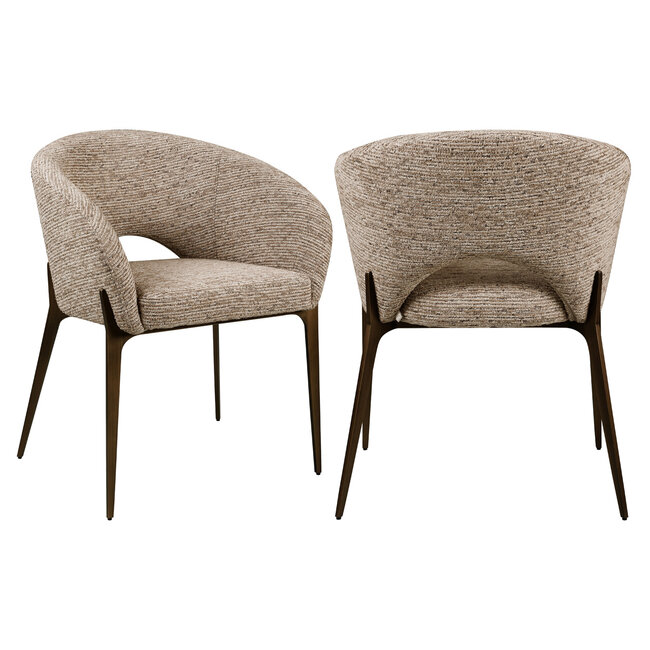 Richmond Interiors  Eetkamerstoel Kenzi mocca linear fire retardant