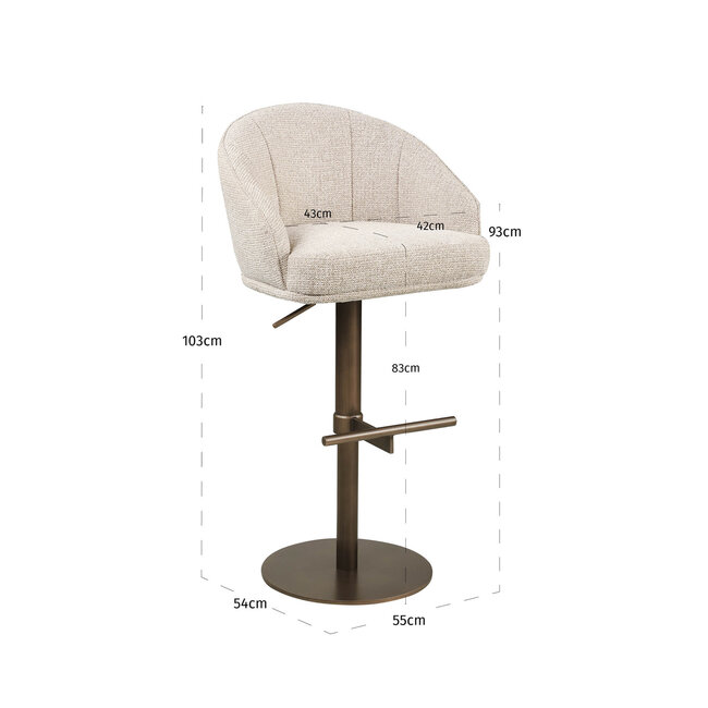Richmond Interiors  Barstoel Beverly naturel fancy draaibaar