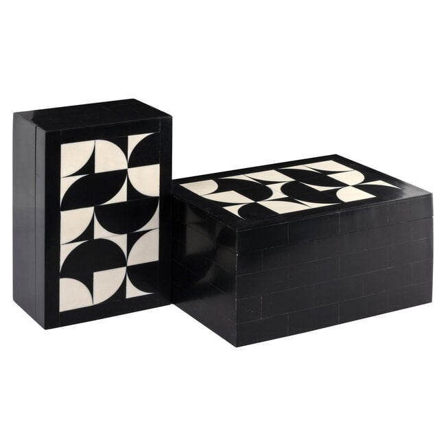 Richmond Interiors  Opbergdoos Rae zwart/wit - Set van 2
