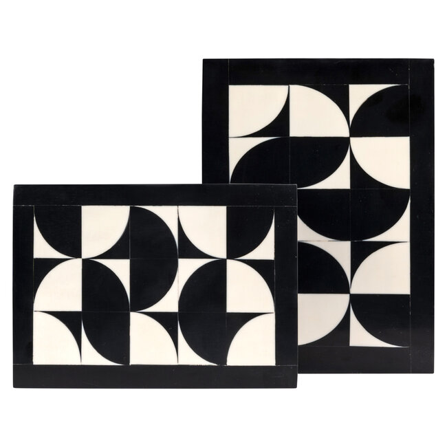 Richmond Interiors  Opbergdoos Rae zwart/wit - Set van 2