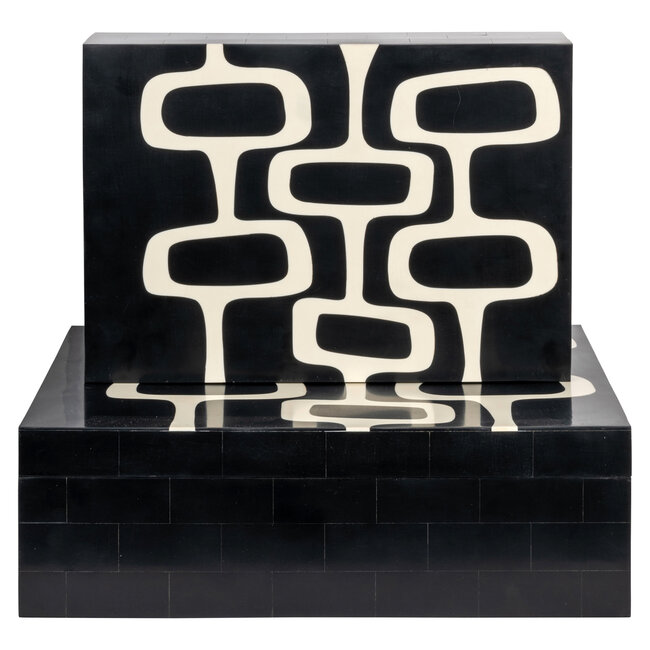 Richmond Interiors  Opbergdoos Lux zwart/wit - Set van 2