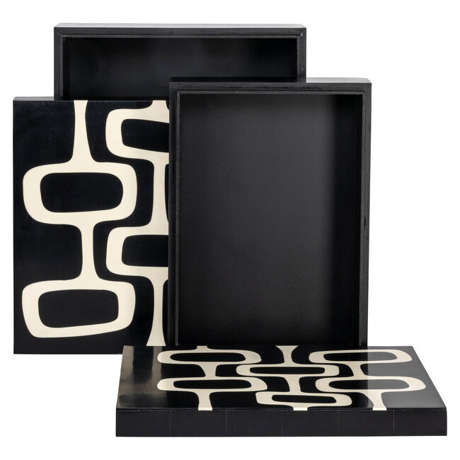 Richmond Interiors  Opbergdoos Lux zwart/wit - Set van 2