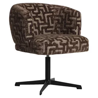 Richmond Interiors  Eetkamerstoel Dinan bruin labyrinth fire retardant - draaibaar