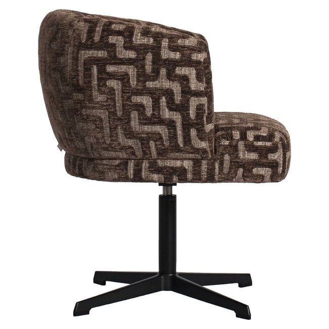 Richmond Interiors  Eetkamerstoel Dinan bruin labyrinth fire retardant - draaibaar