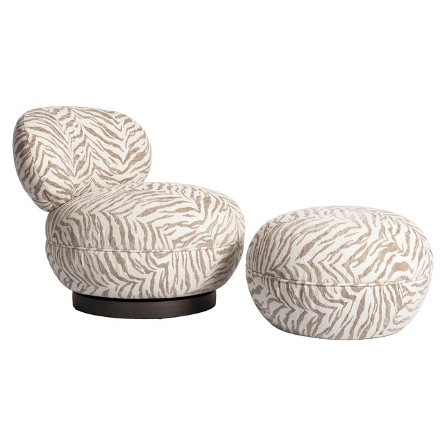 Richmond Interiors  Lounge stoel Jace beige tijger draaibaar