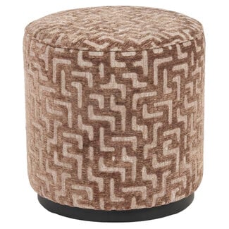 Richmond Interiors  Poef & Voetenbank Lexie bruin labyrinth 45Ø