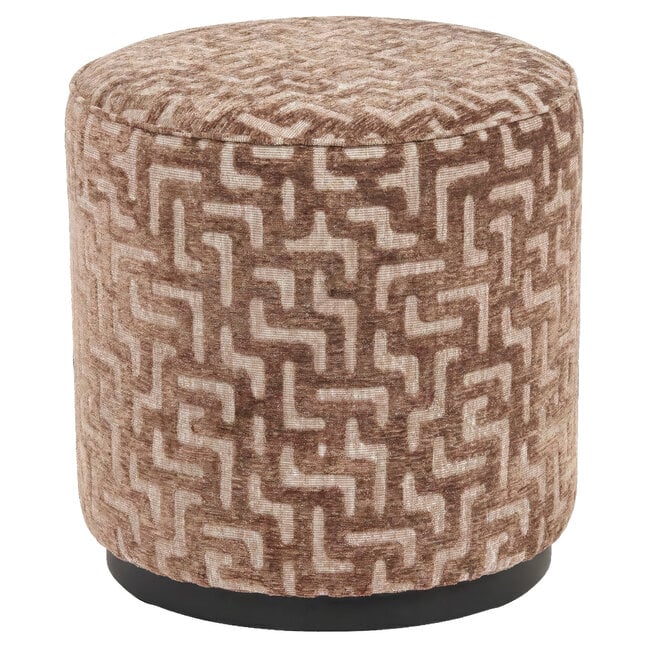 Richmond Interiors  Poef & Voetenbank Lexie bruin labyrinth 45Ø