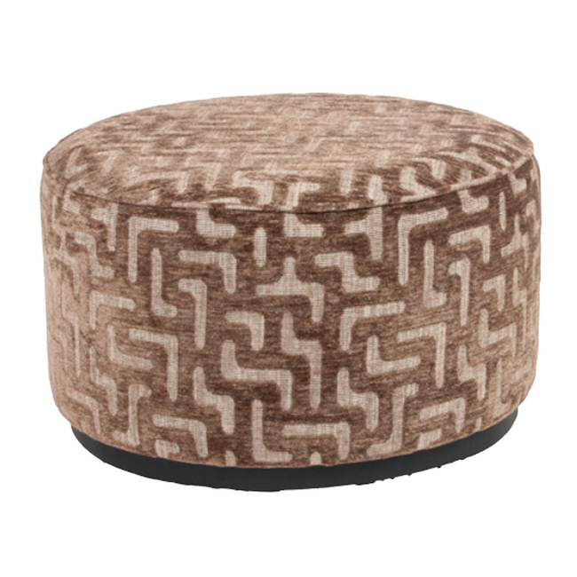 Richmond Interiors  Poef & Voetenbank Lexie bruin labyrinth 70Ø