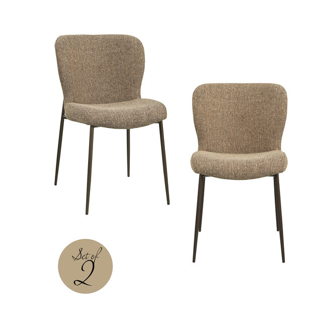 Richmond Interiors  Eetkamerstoel Odarby bruin tweed- Set van 2