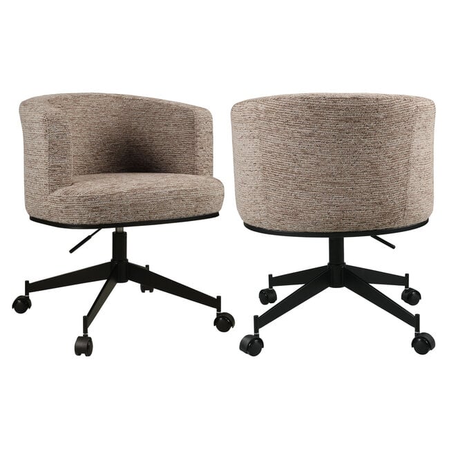 Richmond Interiors  Eetkamerstoel Rochenne mocca linear draaibaar on wheels